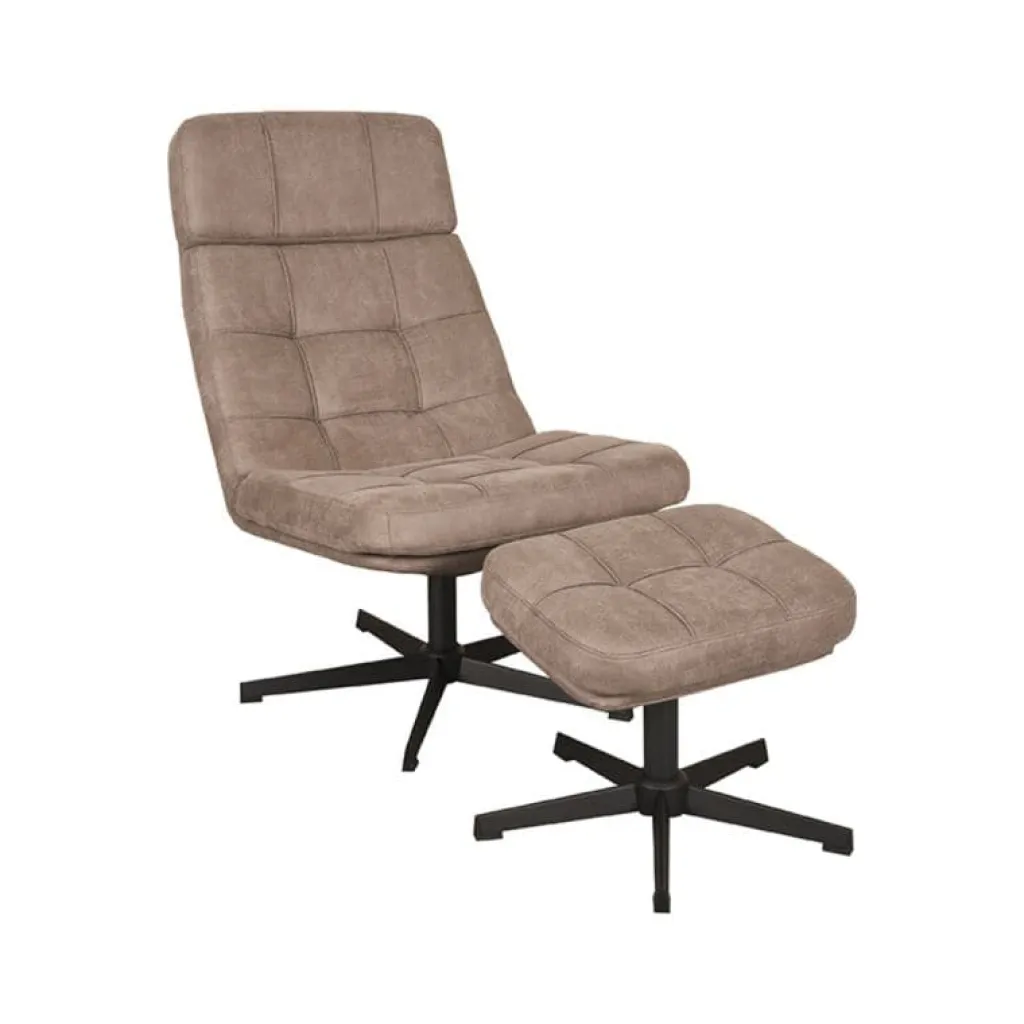 HUUS Draaifauteuil Alvar + Hocker