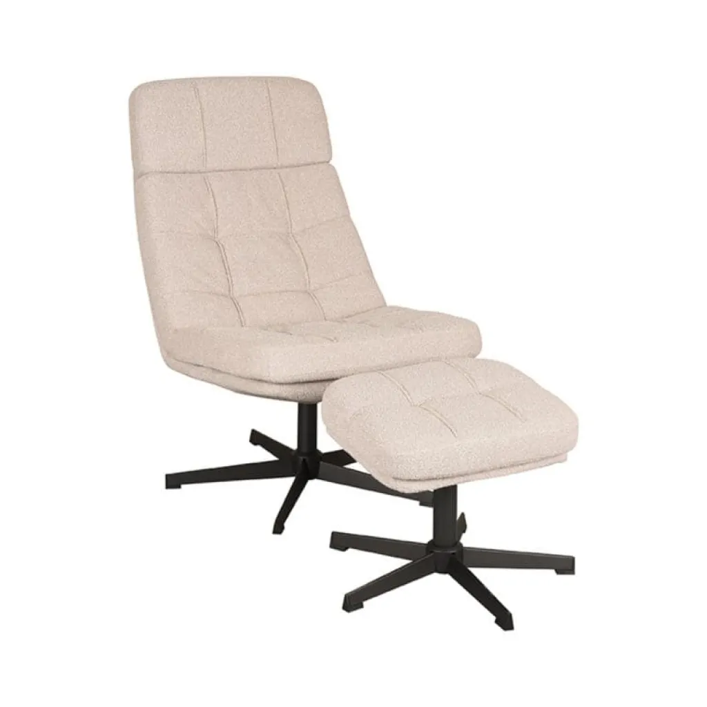 HUUS Draaifauteuil Alvar + Hocker