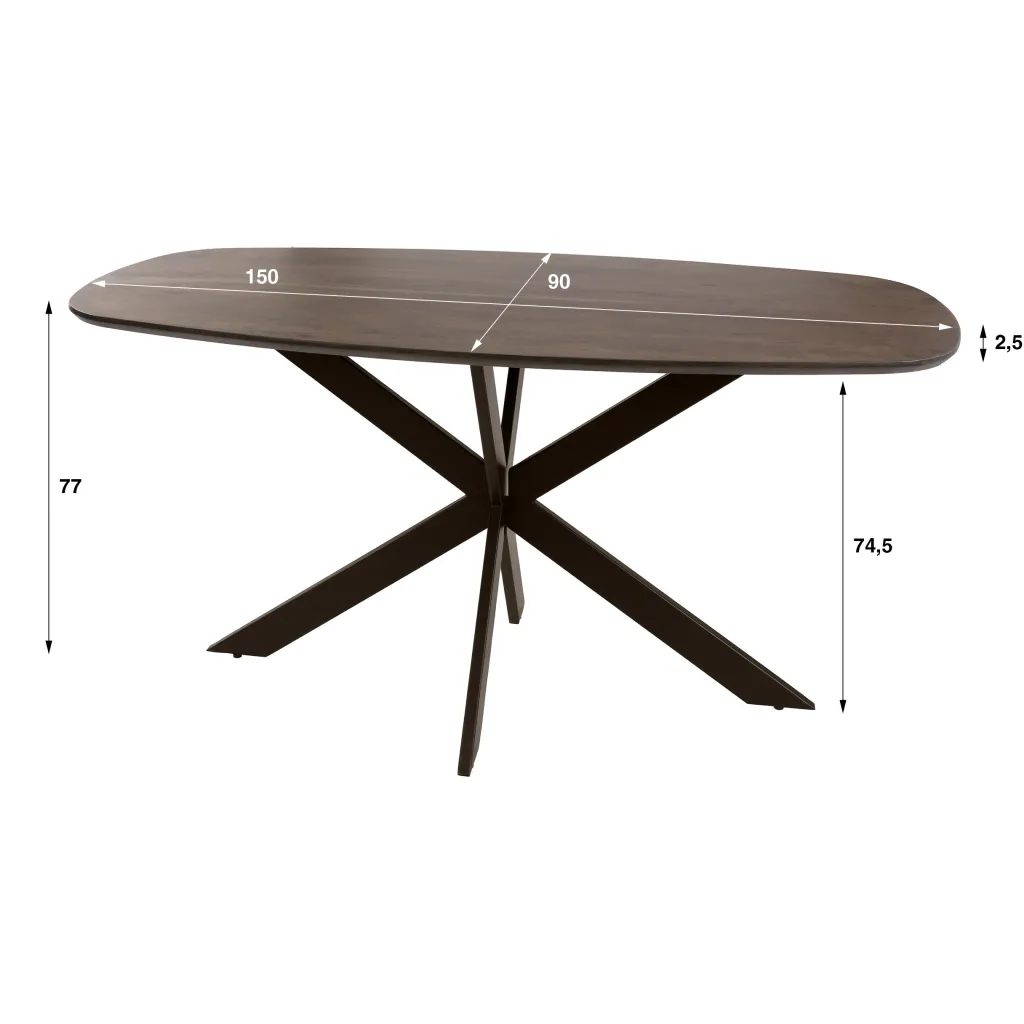 HUUS Eettafel Arthur donkerbruin