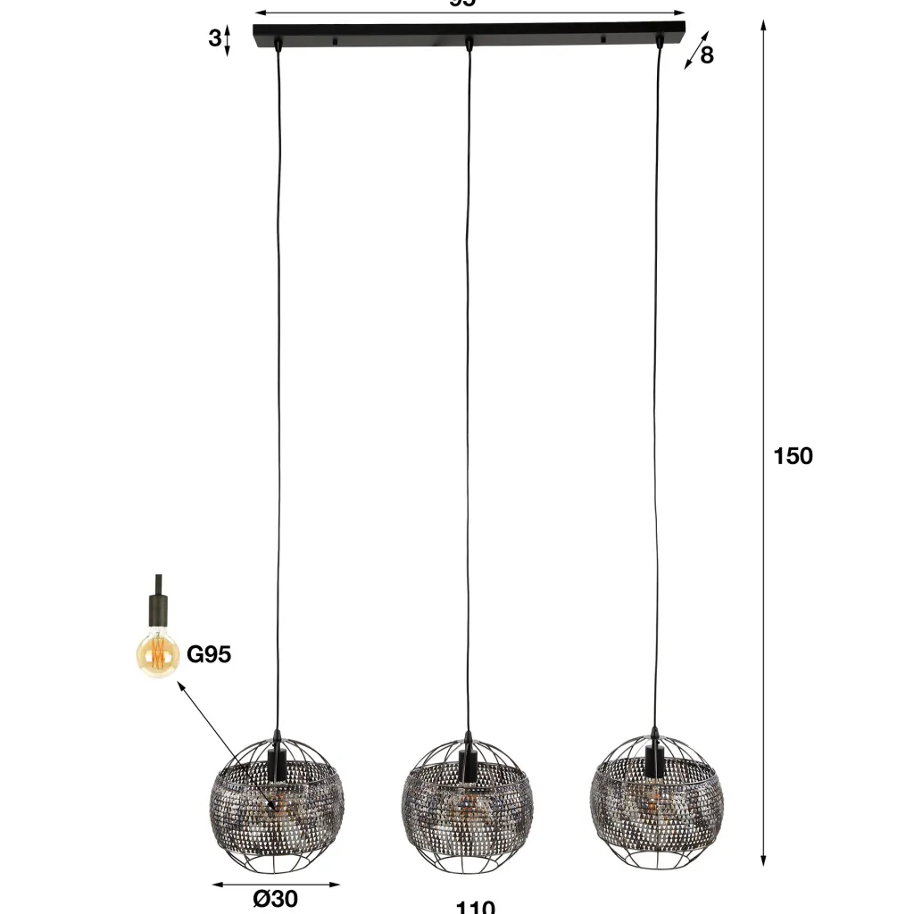 HUUS Hanglamp Amore 3 lampen